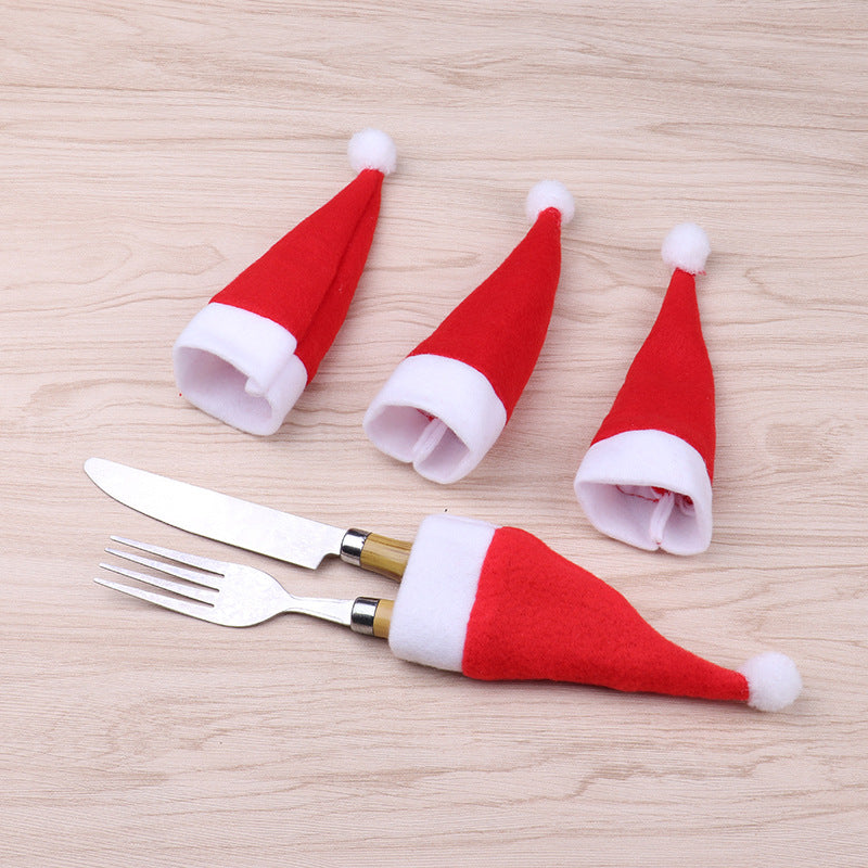 Wholesale Christmas Red Wine Bottle Pulling Fleece Cover Cap